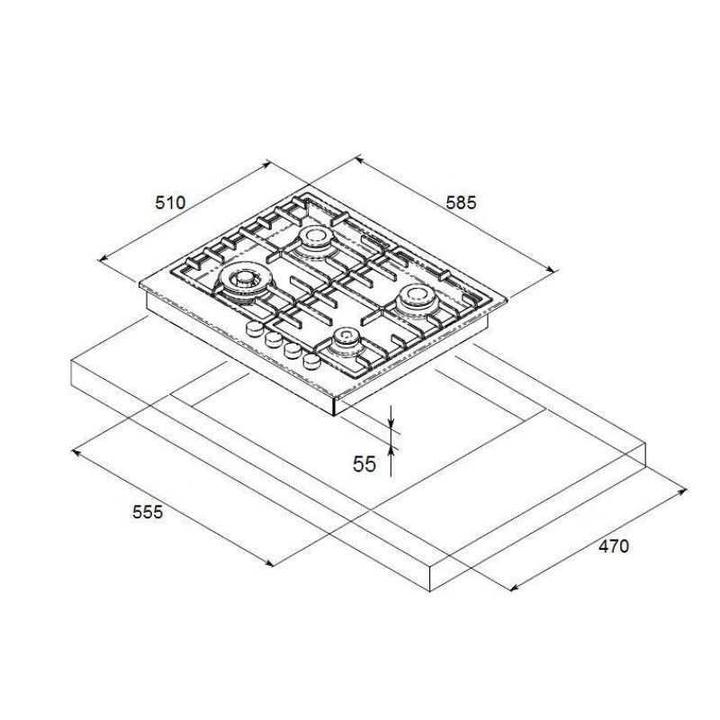 Газова панель FHG 1044 VGHT2 White Glass