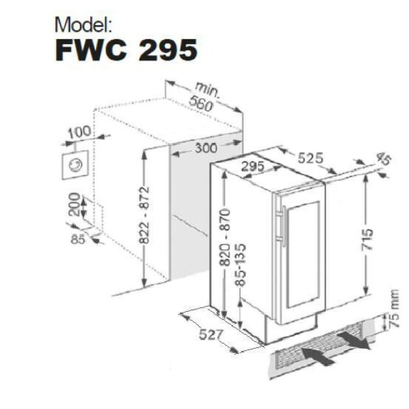 Винна шафа FWC 295 Inox
