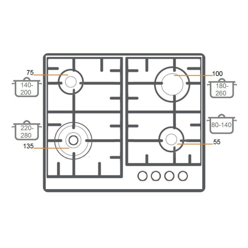 Газова панель FHGR 2744 VGHT Burgundy