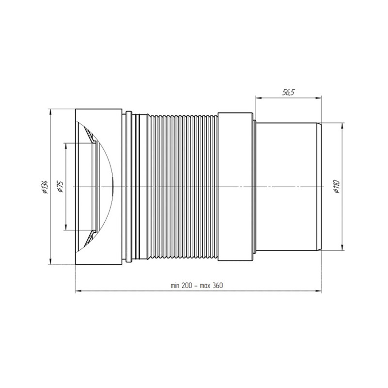 Гофра для унітаза ANIplast D-110 мм 230-500 мм К821