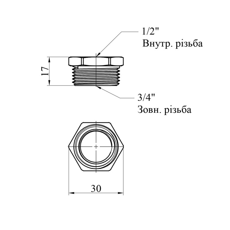 Футорка STA "Premium" 1/2"х3/4'' ВЗ нікельована