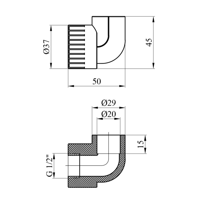 Коліно PPR Rozma 20х1/2'' РВ