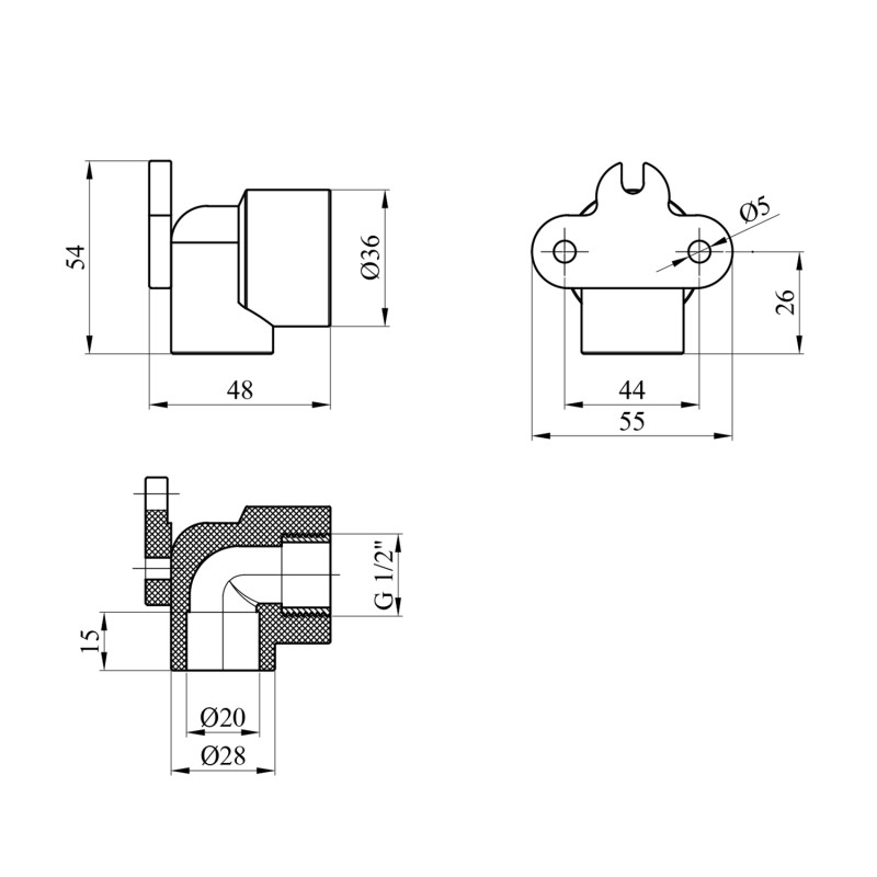 Коліно настінне PPR Rozma 20х1/2'' РВ