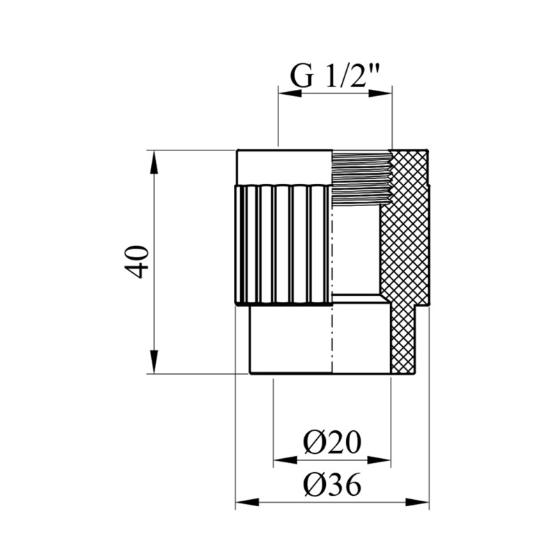 Муфта PPR Rozma 20х1/2" РВ