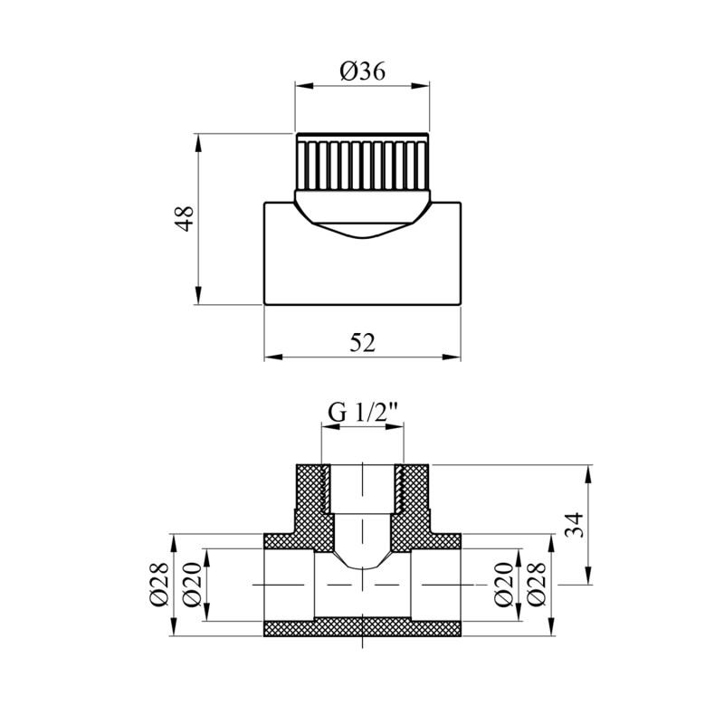 Трійник PPR Rozma 20x1/2" РВ