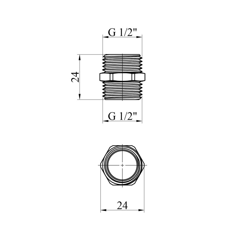 Ніпель посилений LexLine 1/2" ЗЗ латунний УК0501-ВЛ