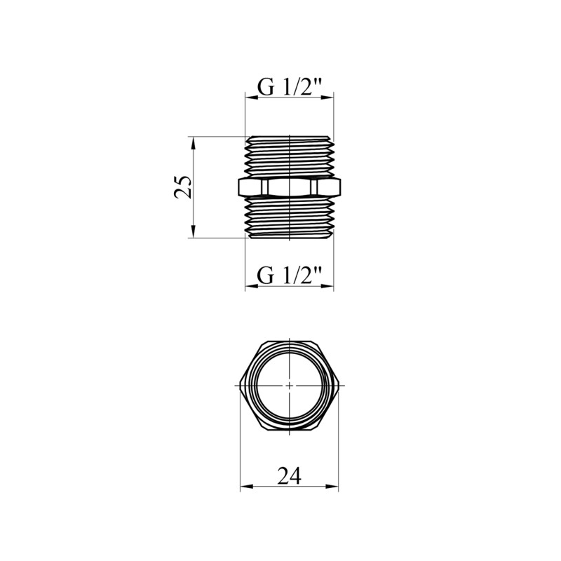 Ніпель посилений LexLine 1/2" ЗЗ нікельований НК0501-Вн