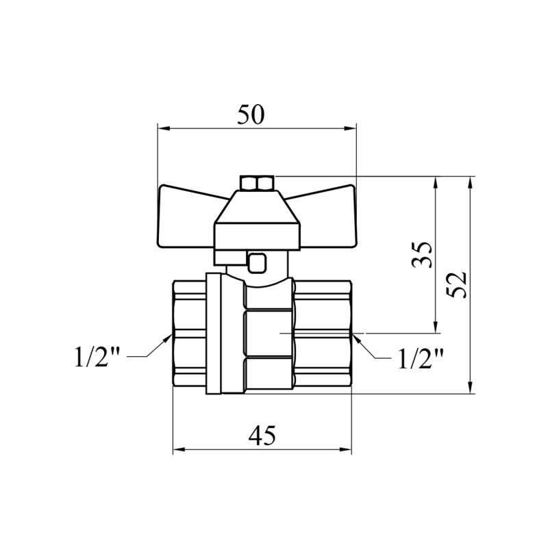Кран кульовий Valves 1/2" ВВ PN30 синій метелик