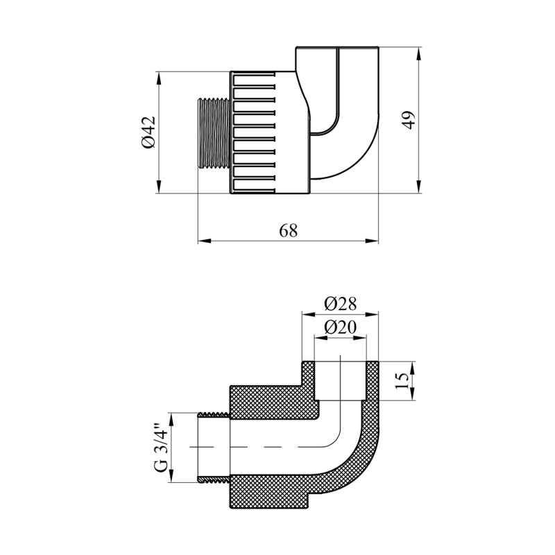 Коліно PPR Rozma 20х3/4" РЗ