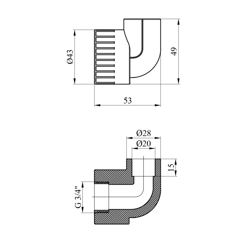 Коліно PPR Rozma 20х3/4" РВ