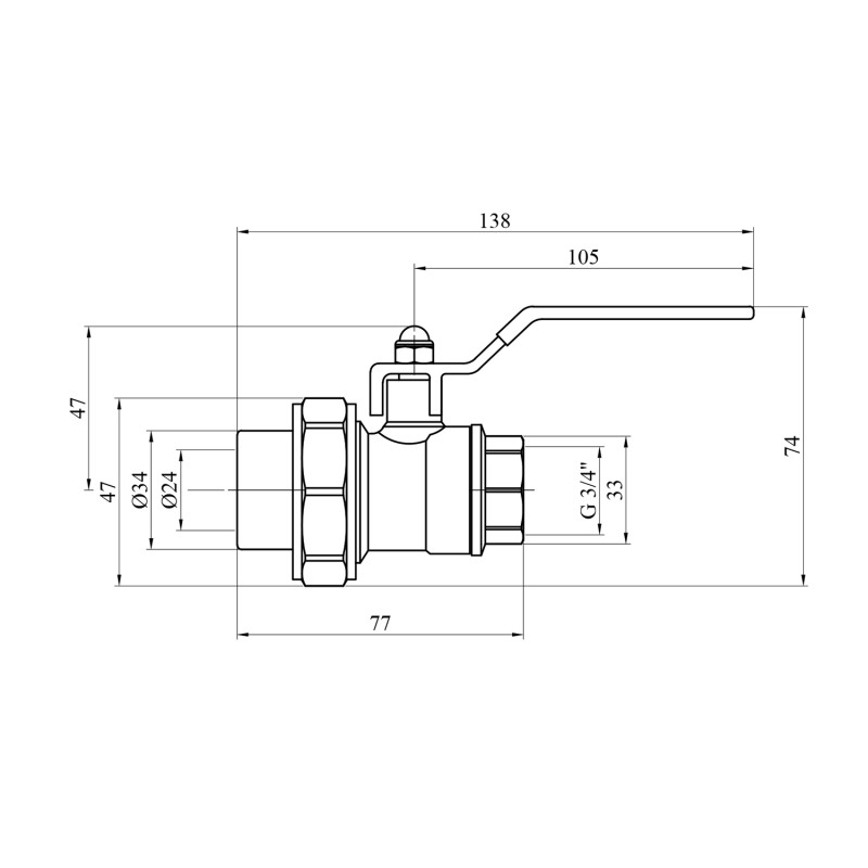 Кран кульовий PPR Rozma 25х3/4" РВ