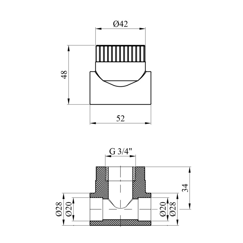Трійник PPR Rozma 20x3/4" РВ