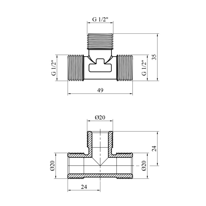 Трійник посилений LexLine 1/2" ЗЗЗ нікельований НК0241-Вн
