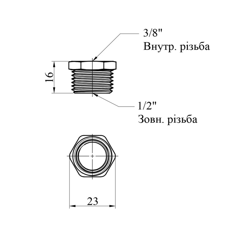Футорка посилена LexLine 1/2"х3/8" ЗВ латунна УК0701-В
