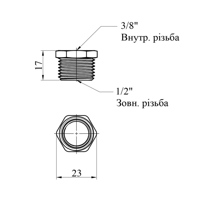 Футорка посилена LexLine 1/2"х3/8" ЗВ нікельована НК0701-Вн
