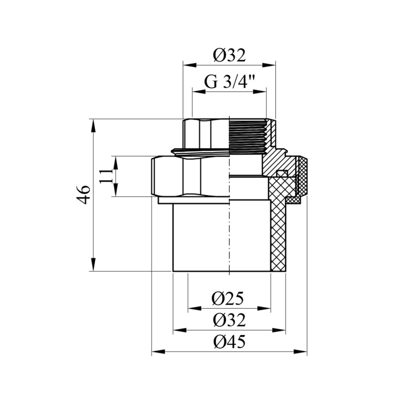 Американка PPR Rozma 25х3/4" РВ