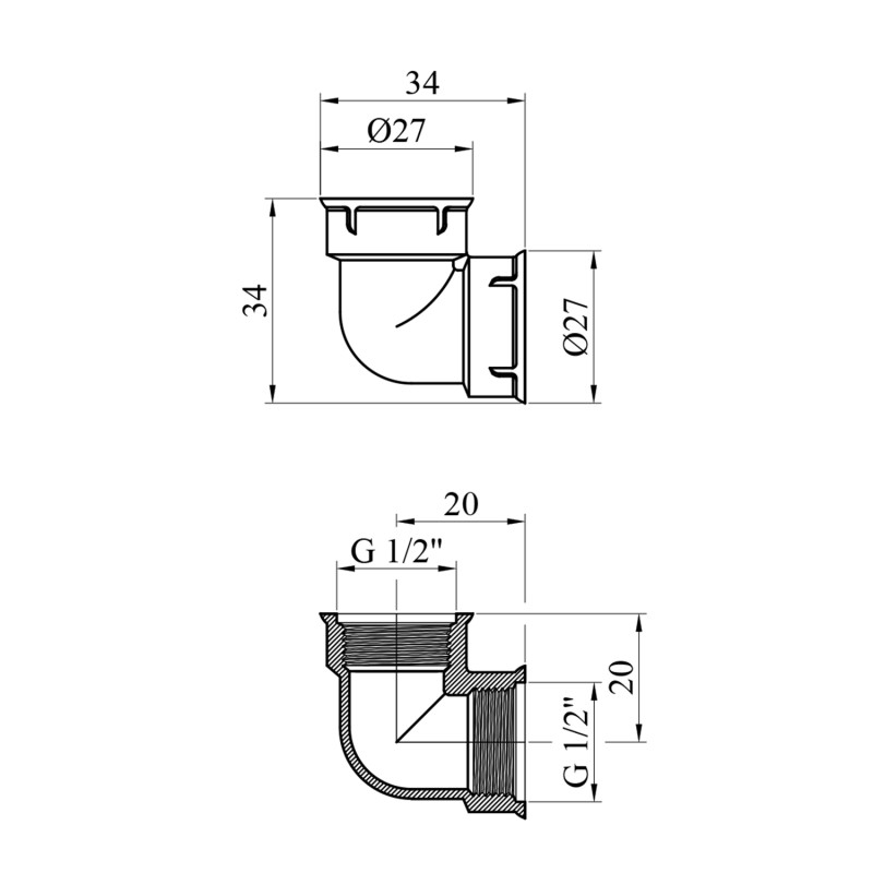 Кутник STA 1/2" ВВ латунний