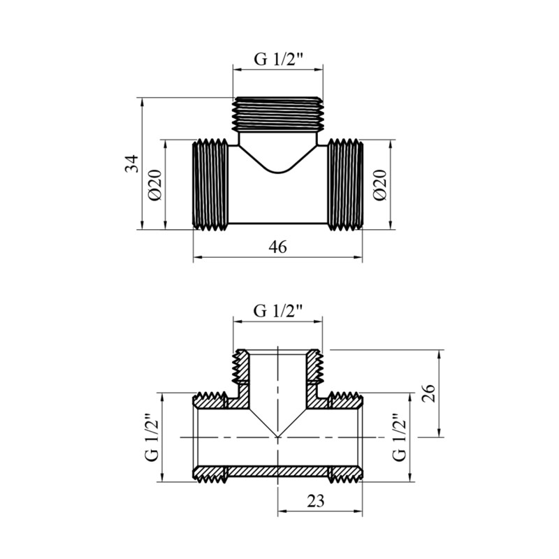 Трійник STA 1/2" ЗЗЗ латунний