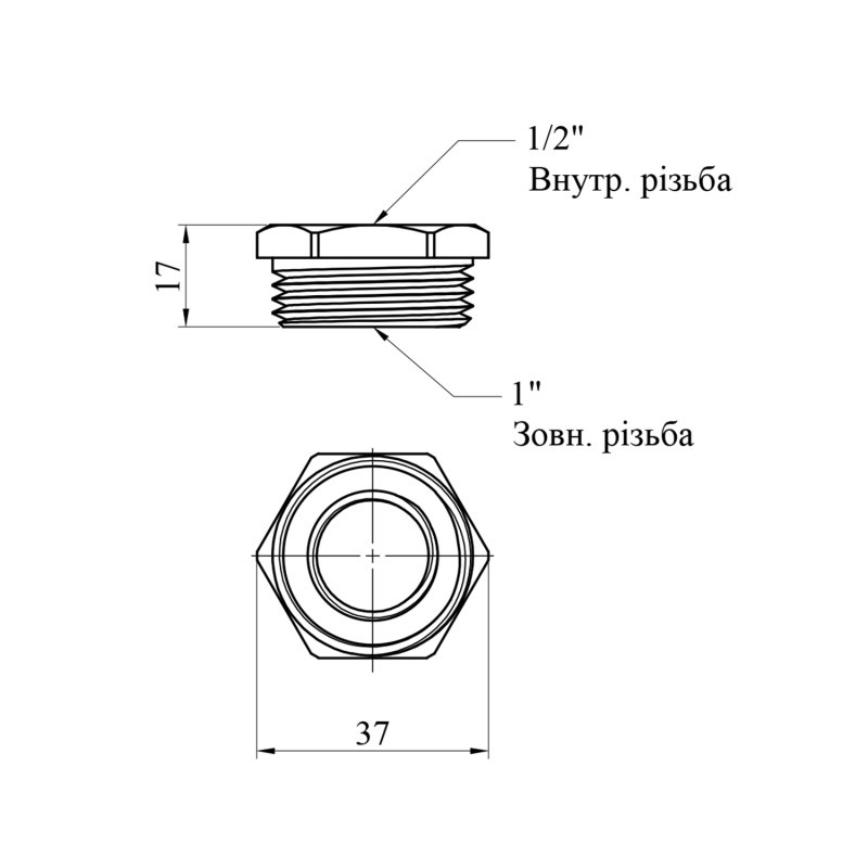 Футорка STA 1/2"х1" ВЗ латунна