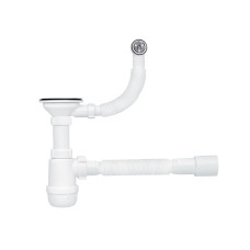 Сифон для кухонної мийки ANIplast 3 1/2''х40 мм з різьбовим випуском, з круглим переливом A0145SP15EU
