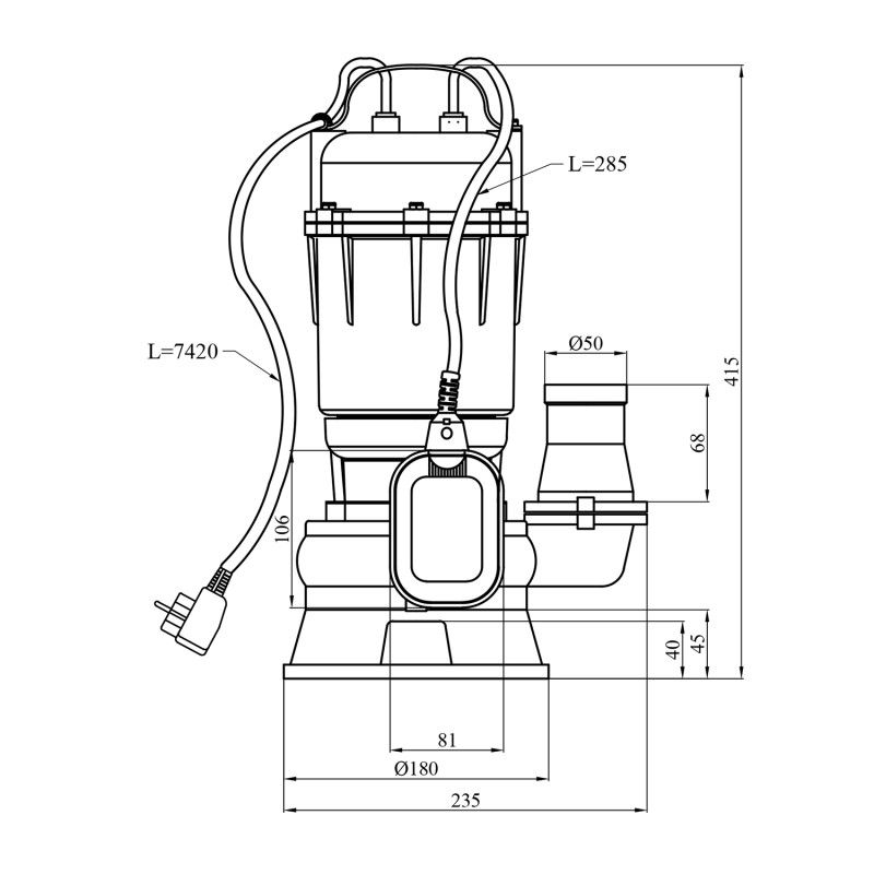 Насос фекальний Forwater WQD-C-13-10-2,5 кВт