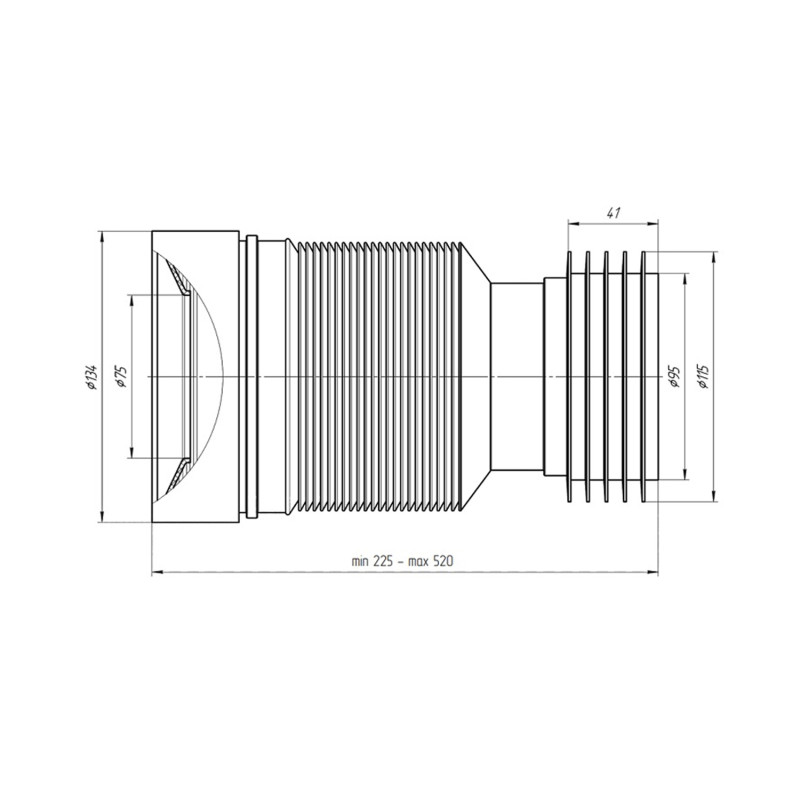 Гофра для унітаза ANIplast D-110 мм 230-500 мм К828R