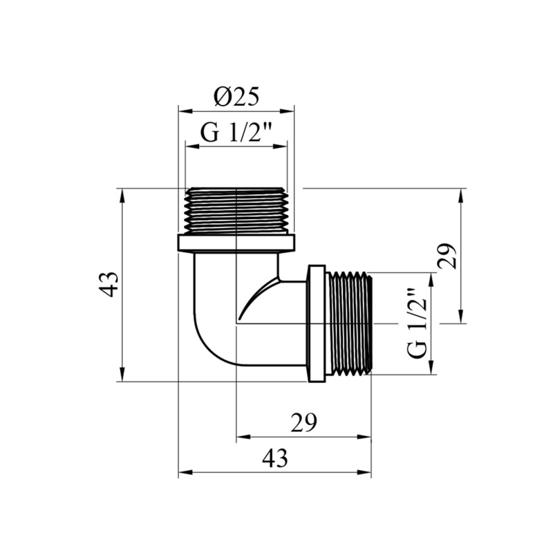 Кутник посилений LexLine 1/2" ЗЗ нікельований НК0113-Вн