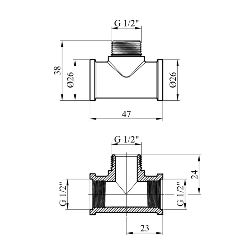 Трійник посилений LexLine 1/2" ВЗВ нікельований НК0211-Вн