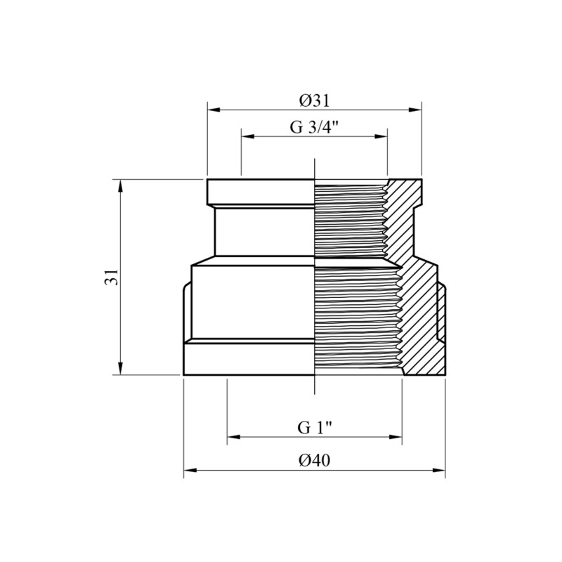 Муфта перехідна посилена LexLine 1"х3/4" ВВ латунна УК0313-В