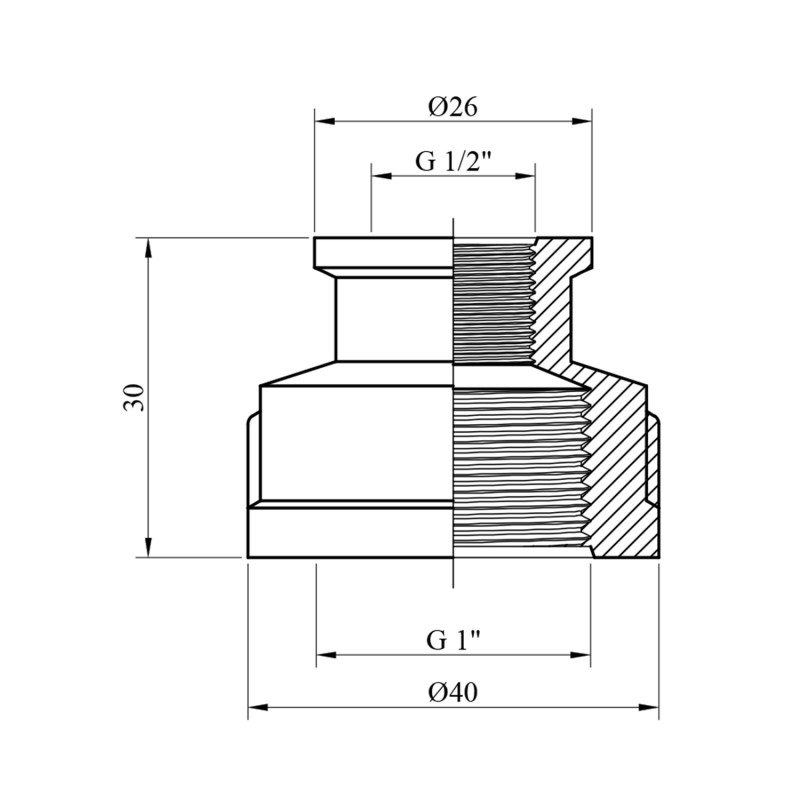 Муфта перехідна посилена LexLine 1"х1/2" ВВ нікельована НК0315-Вн