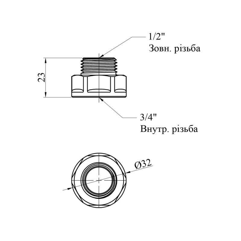 Перехід посилений LexLine 3/4"х1/2" ВЗ нікельований НК0603-Вн