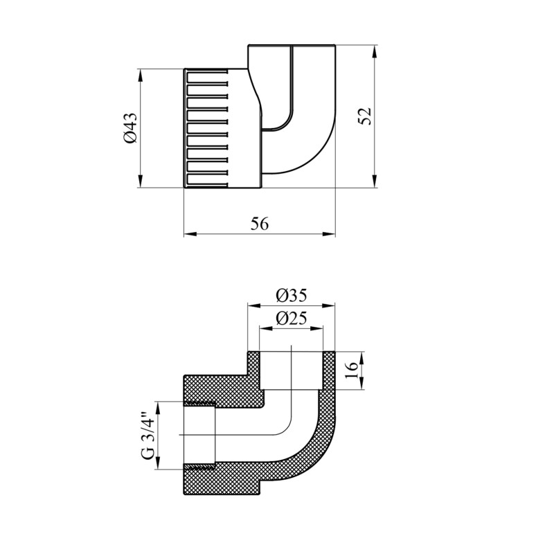Коліно PPR Rozma 25x3/4" РВ