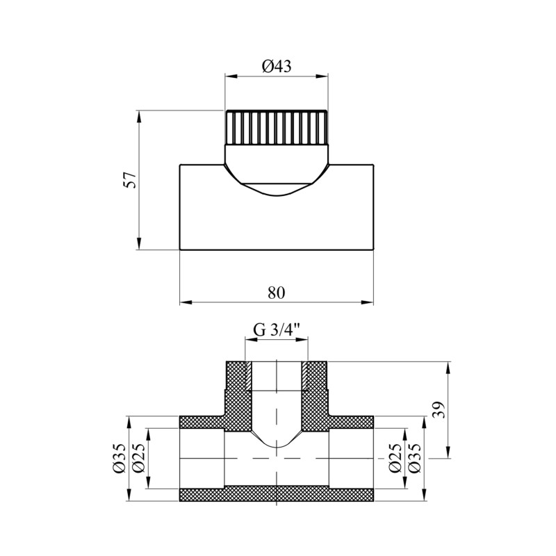 Трійник PPR Rozma 25х3/4" РВ