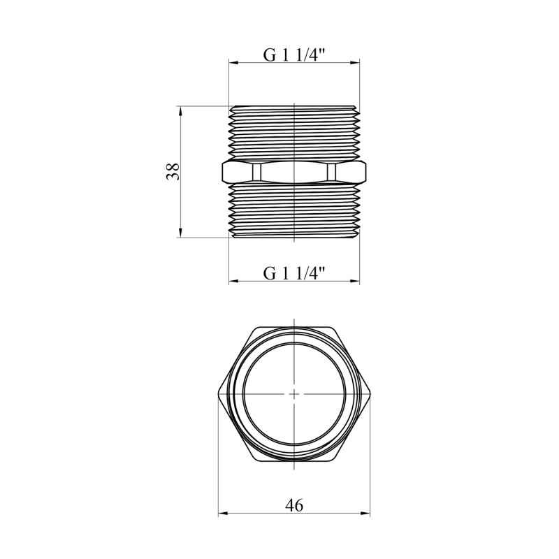 Ніпель посилений LexLine 1 1/4" ЗЗ латунний УК0516-В