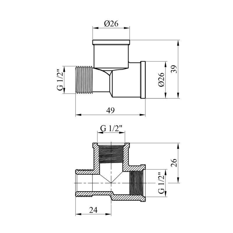 Трійник посилений LexLine 1/2" ВВЗ нікельований НК0203-Вн