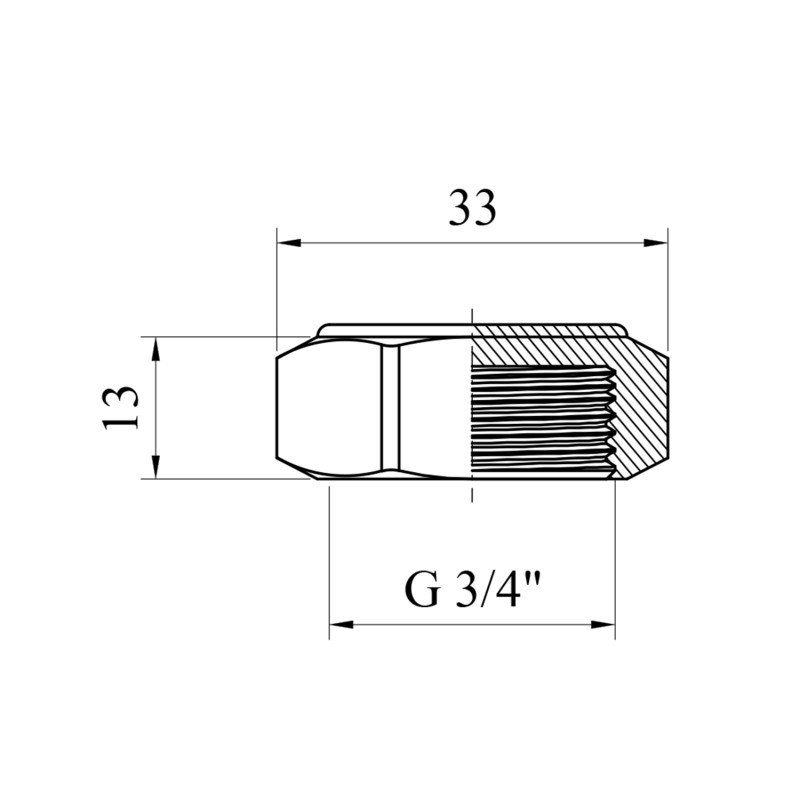 Заглушка посилена LexLine 3/4" РВ латунна УК1002-В