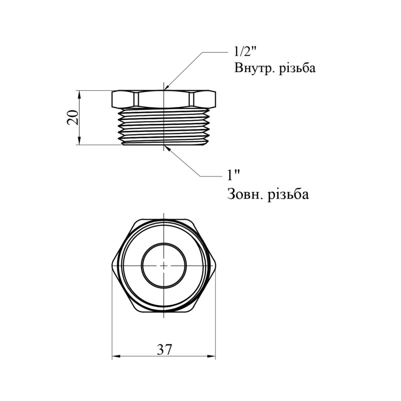 Футорка посилена LexLine 1"х1/2" ЗВ латунна УК0704-В
