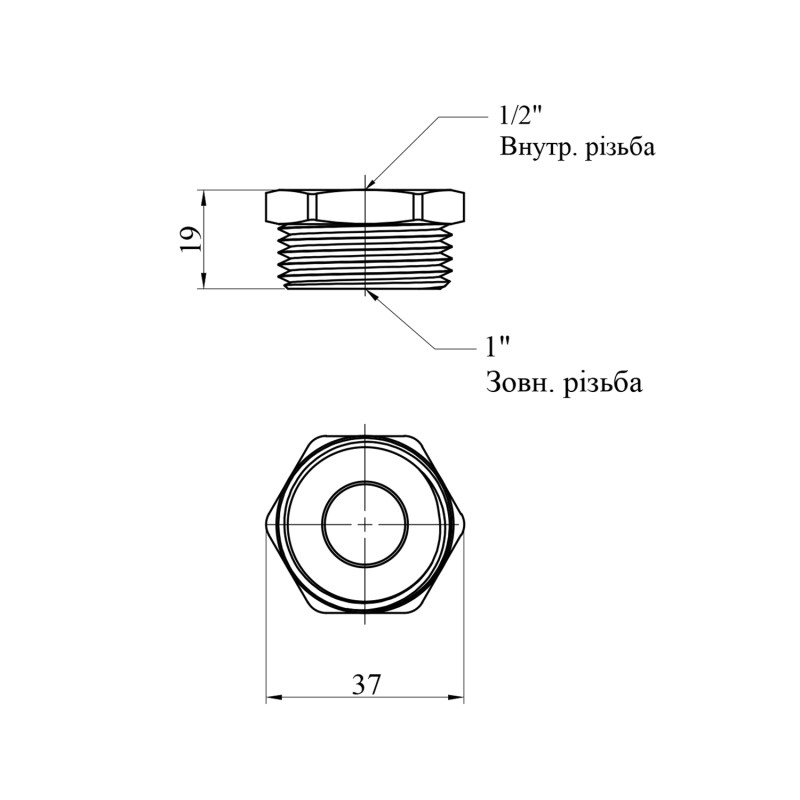 Футорка посилена LexLine 1"х1/2" ЗВ нікельована НК0704-Вн