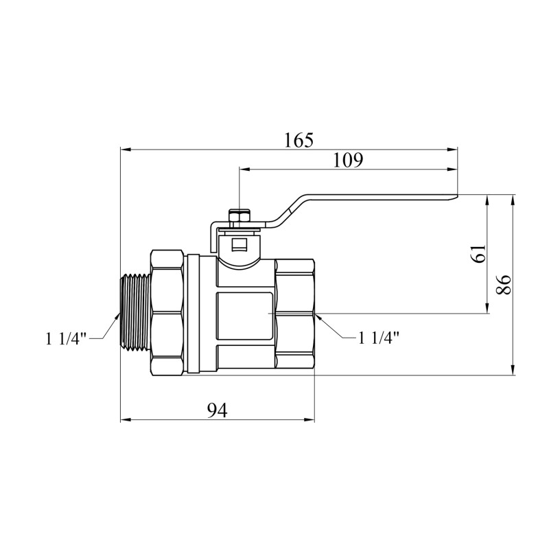 Кран-американка STA 1 1/4" ВЗ PN25 ручка, латунний