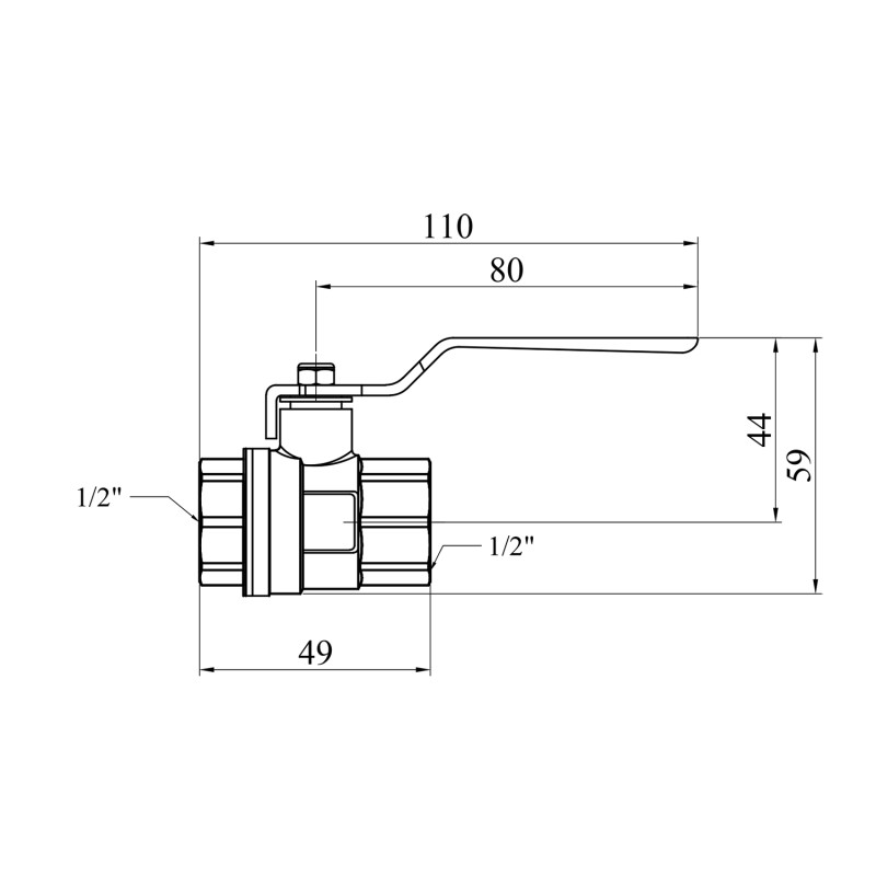 Кран кульовий STA 1/2" ВЗ PN30 ручка, латунний