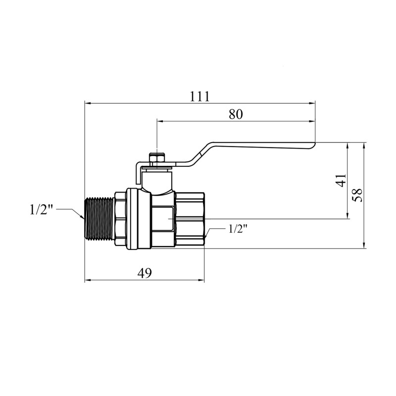 Кран кульовий STA 1/2" ВЗ PN30 ручка, нікельований