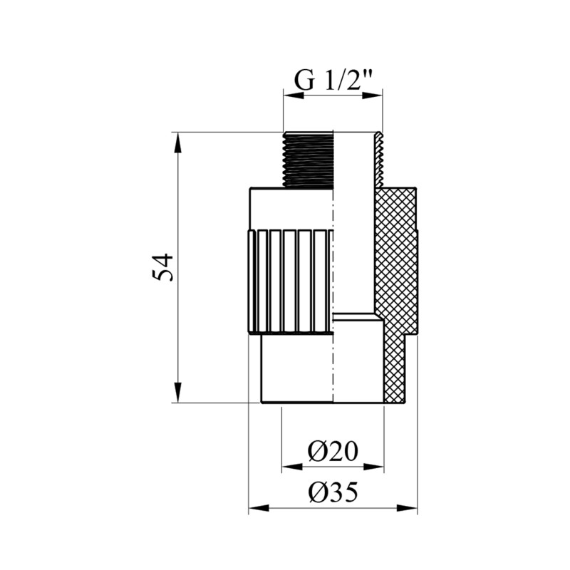 Муфта PPR GrandiTherm 20х1/2" РЗ