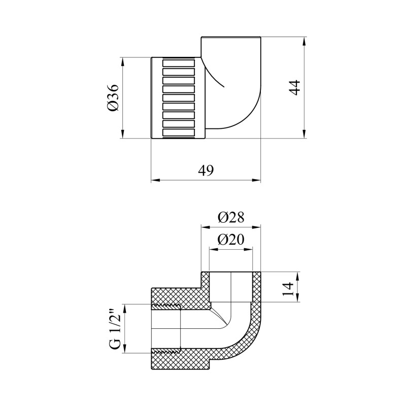 Коліно PPR GrandiTherm 20х1/2" РВ
