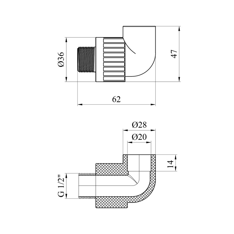 Коліно PPR GrandiTherm 20х1/2" РЗ