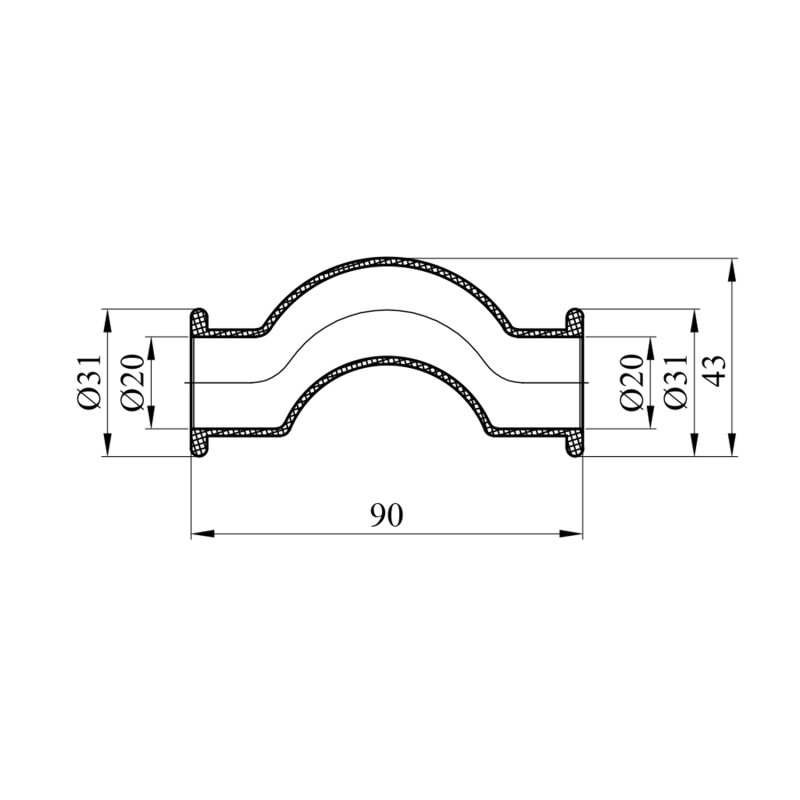 Обвід короткий PPR GrandiTherm 20 мм