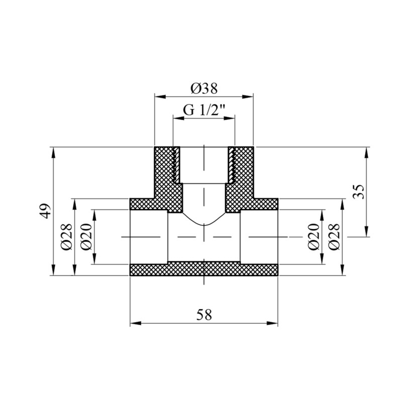 Трійник PPR GrandiTherm 20х1/2" РВ