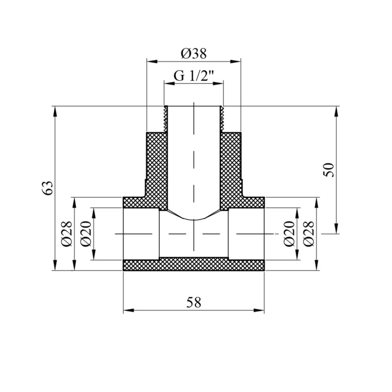 Трійник PPR GrandiTherm 20х1/2" РЗ