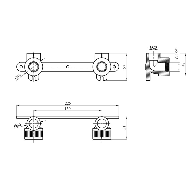 Комплект для підключення змішувача PPR GrandiTherm 20х1/2" РВ нижній