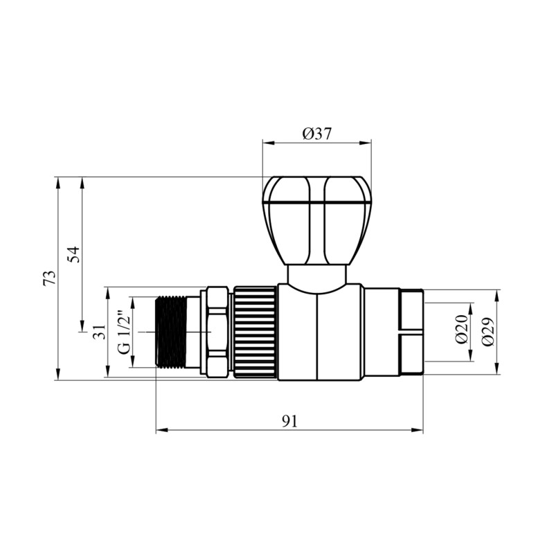 Кран радіаторний прямий PPR GrandiTherm 20х1/2"