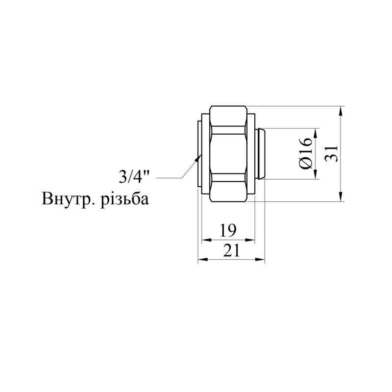 Євроконус STA (DN) 16х3/4" нікельований